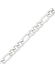 Sterling Silver Hollow Beveled Figaro Bracelet - 8.5 Inch
