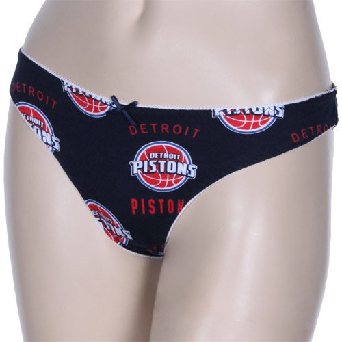 Detroit Pistons Ladies Navy Blue Supreme Thong Underwear (Large)