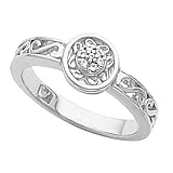 14K White Gold Diamond Filigree Ring - 0.04 Ct.