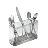 Forma Flatware Silverware Drainer/Flatware Caddy, Acrylic and Brushed Steel