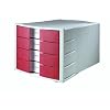 Han 1010-X-17 Impuls Schubladenbox inklusive Klebeetiketten, lichtgrau/rot