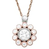 14k Pink and White Gold Diamond Flower Pendant (1/2 cttw, I-J Color, I2-I3 Clarity), 18"