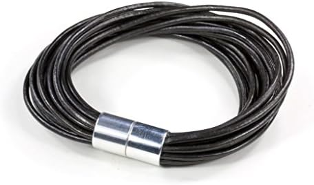 Suki Matisse Leather Bracelet - Metallic Gunmetal with Magnetic Clasp, 6-1/2" IC