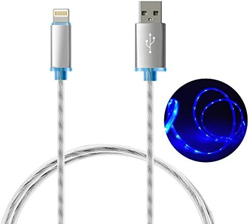 Lightning Cable, 1Pack Changing LED Light Visible in the Dark Light-up USB Data Sync Charger Cable Charging Cord for iPhone 6S/6S+/6/6+/ 5/5S/5C etc with Newest IOS (White)