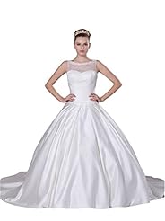 A-line Sheer Lace Jeweled  Dress with a Court Train 