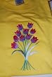 Embroidered Yellow T with Purple and Deep Pink Flowers Adult-XL
