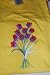 Embroidered Yellow T with Purple and Deep Pink Flowers Adult-XL