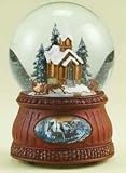 6.75 Musical Church Rotating Sleigh Ride Christmas Snow Globe Glitterdome