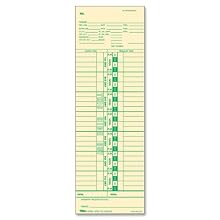 TOPS Time Cards, 3.5 x 10.5 Inch, Green Ink Front, Weekly Format, 100-Pack, Manila (12553)