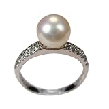 Diamond River White Cultured Pearl Cubic Zirconia Ring in CAREFREE Sterling Silver