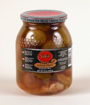 Marinated Green Alinada Olives ( 15 oz. ) by Sarica Foods