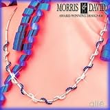 14K Blue Sapphire & Diamond Wave Necklace by Morris & David