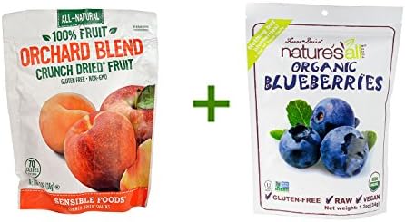 Sensible Foods Crunch Dried® Fruit Orchard Blend -- 1.3 oz, ( 4 PACK ), Nature's All Foods Organic Freeze-Dried Raw Blueberries -- 1.2 oz