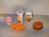 Authentic Iwako Japanese Take Apart Puzzle Erasers Hamburger, Corn Dog, Orange Juice, Milk Shake and Sherbet - Great for Party Favors!