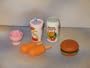 Authentic Iwako Japanese Take Apart Puzzle Erasers Hamburger, Corn Dog, Orange Juice, Milk Shake and Sherbet - Great for Party Favors!