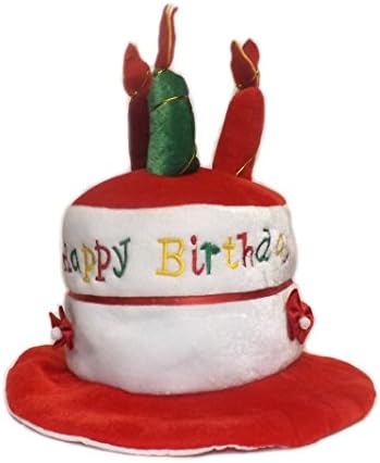PhoozleFun Red Happy Birthday Cake Hat Soft Plush Gag Gift