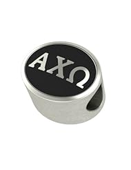 Alpha Chi Omega Black Antique Sorority Bead Fits Most European Style Bracelets Including Chamilia, Biagi, Zable, Troll and More. Officially Licensed, High Quality Exclusive Bead in Stock for Immediate Shipping