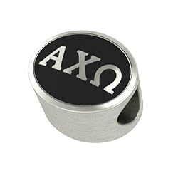 Alpha Chi Omega Black Antique Sorority Bead Fits Most European Style Bracelets Including Chamilia Biagi Zable Troll and More. Officially Licensed High Quality Exclusive Bead in Stock for Immediate Shipping