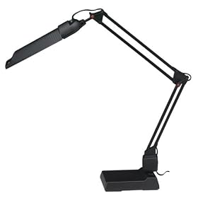Ledu L283MB Computer task lamp, fluorescent, convertible clamp-on desktop, 30 reach, black by Ledu
