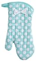 Jessie Steele Aqua and Cream Polka Dot Oven Mitt with Bow