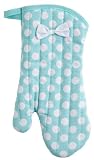 Jessie Steele Aqua and Cream Polka Dot Oven Mitt with Bow