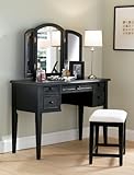 Vanity Mirror & Bench - Antique Black