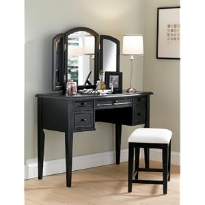 Vanity Mirror & Bench - Antique Black