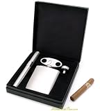 Stainless Steel Flask and Cigar Gift Set