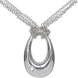 Rhodium Plated Sterling Silver 0.048 Ct Tw Diamond Accent Puffy Open Teardrop 16-18in Necklace