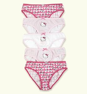 5 Pack - Older Girls' Pure Cotton Hello Kitty Assorted Briefs