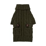 Fab Dog Americana Classics Knit Dog Sweater, Olive Turtleneck