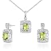 Jewelry : Designed just for You!! 2.00 carats Radiant Cut Peridot Pendant Earrings Set in Sterling Silver