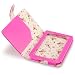 PU LEATHER FOLIO CASE - HOT PINK WITH FLORAL INTERIOR + QUBITS MICROFIBRE CLEANING CLOTH