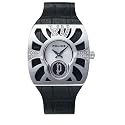 Police - PW11184A -Montre Femme Acier - Quartz Analogique - Fond Argent et Strass - Bracelet Cuir Noir