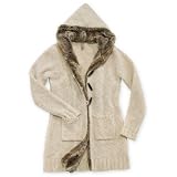 Fur Trimmed Ivory Cardigan at Fabulous-Furs