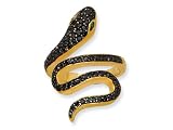 cheryl m(tm) gold plated sterling silver satin blk cz/sim. emerald snake ring