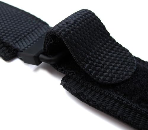 23mm MiLTAT Honeycomb Black Nylon Velcro Fastener Watch Strap, PVD Black Buckle