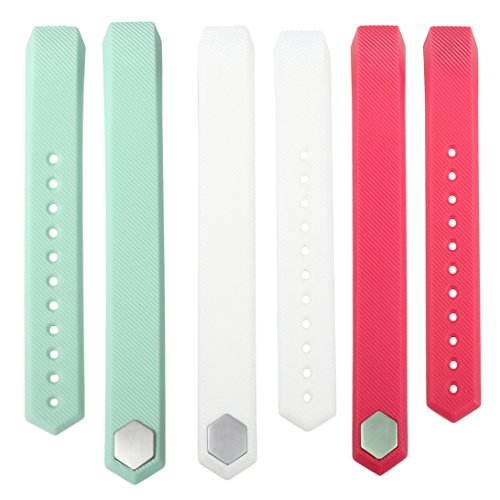 bayite Accessory Silicone Watch Band for Fitbit Alta White Pink Teal, Small 5.5 - 6.7 inches