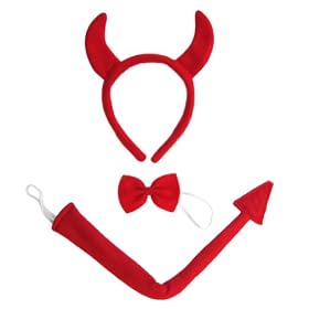 Devil Horns, Tail, & Bow Tie Costume Set ~ Halloween Devil Costume Accessories