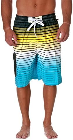 Nothing But Net Men's Striped Swim Shorts, Blue, Size X-Large