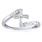 Diamond Cross Promise Ring 10K White Gold Ring