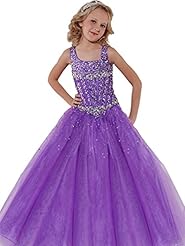 Girls  Beaded  Lace  Ball Gown Pageant Dress/Party Dress  With Rhinestones