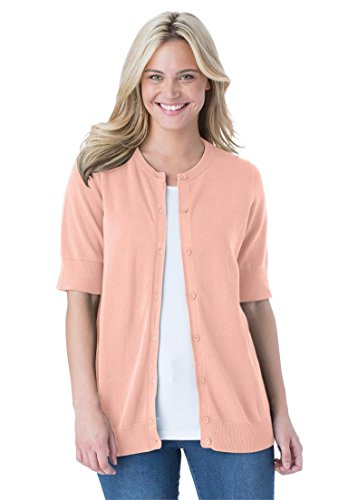 Women's Plus Size Elbow-Sleeve Classic Cardigan Sweater