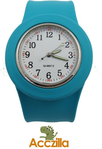 Acczilla Slap Watch - Silicone Slap On Watch - Aqua Blue - Large