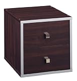 2 Drawer Cube (Espresso with Silver strip) (15H x 15W x 15D)