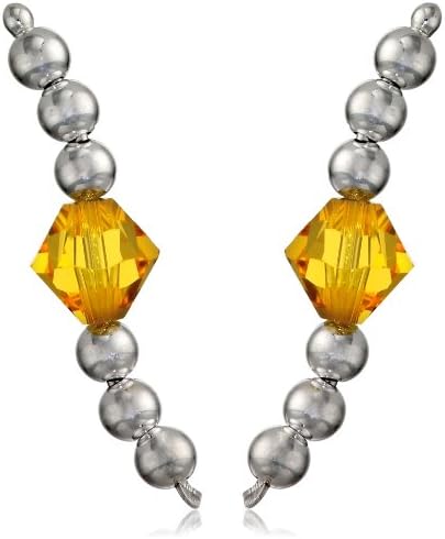 The Ear Pin "Swarovski Elements" Swarovski Crystal Simulated Citrine Sterling Silver Clip-On Earrings
