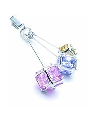 Jsuk Sterling Silver Triple Drop Multi Colored Cz Pendant on 18 Inch Chain