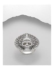 Skull Marcasite Ring In 92.5 Sterling Silver