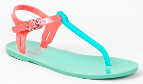 Soda IAN Colorblock Jelly Thong Slingback Flat Sandal