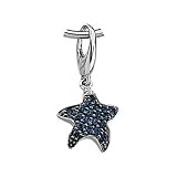 14K White Gold Sapphire and Diamond Starfish Charm/Pendant